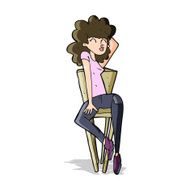 cartoon woman posing on chair N12