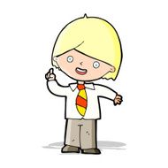 cartoon school boy answering question N22