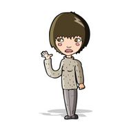 Cartoon Woman Waving N153