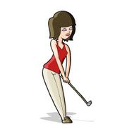 Cartoon Woman Playing Golf N12