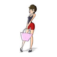 cartoon attractive woman shopping N5
