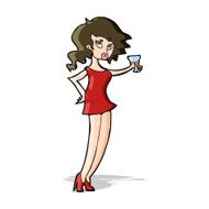 cartoon woman at party N10