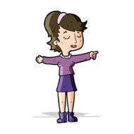 cartoon happy woman pointing N28