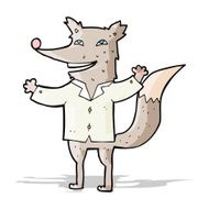 cartoon happy wolf wearing shirt N3