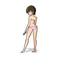 cartoon woman in bikini N26