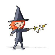 cartoon witch girl casting spell N9
