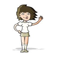 Cartoon Woman Waving N155