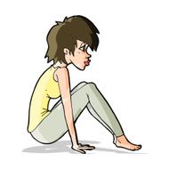 cartoon woman sitting N10