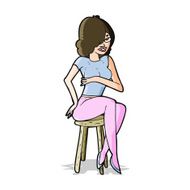 cartoon woman sitting on bar stool N10