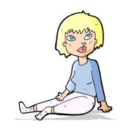 cartoon woman sitting on floor N4