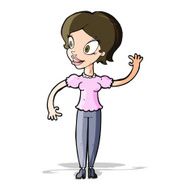Cartoon Woman Waving N156