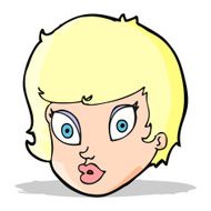 cartoon surprised female face N28