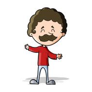 cartoon happy man with mustache N5