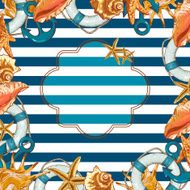Summer Card with Sea Shells Anchor Lifeline