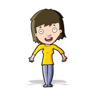 cartoon woman shrugging shoulders N222