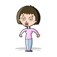cartoon woman shrugging shoulders N223