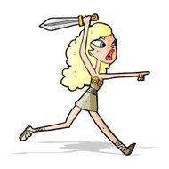 cartoon viking girl with sword N4