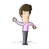 cartoon nervous man waving N10