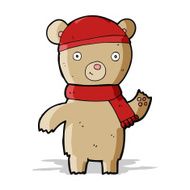 cartoon waving teddy bear N25