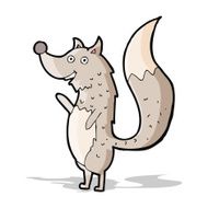 cartoon waving wolf N9