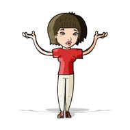 cartoon woman shrugging shoulders N225