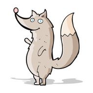 cartoon waving wolf N10
