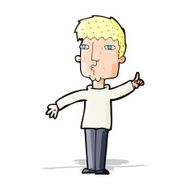 cartoon man raising point N4