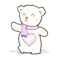 cartoon white teddy bear with love heart N3