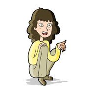 cartoon happy woman sitting and pointing N5