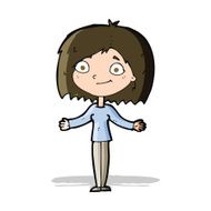 cartoon woman shrugging shoulders N226
