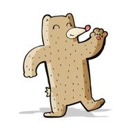 cartoon waving bear N7