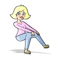 cartoon happywoman sitting N2