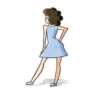 cartoon woman posing in dress N20