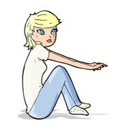 cartoon pretty girl sitting N4