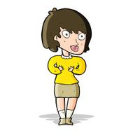 cartoon woman making Who Me? gesture N22