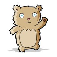 cartoon waving teddy bear N27