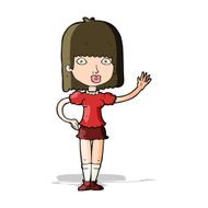 Cartoon Woman Waving N160