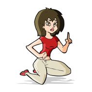 cartoon sitting woman with idea N5
