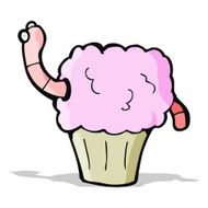 cartoon worm in cupcake N5