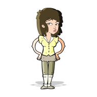cartoon pretty woman with hands on hips N10
