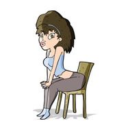 cartoon woman posing on chair N13