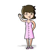 cartoon pretty woman waving N39