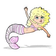 cartoon pretty mermaid waving N4