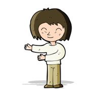 cartoon woman gestureing welcome N4