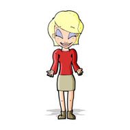 cartoon happy woman shrugging shoulders N7