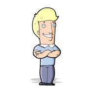 cartoon man with folded arms grinning N5