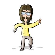 cartoon hippie man wearing glasses N5