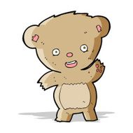 cartoon waving teddy bear N29