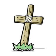 cartoon wooden cross grave N12