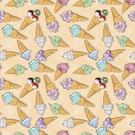 Vector seamless pattern with ice creams